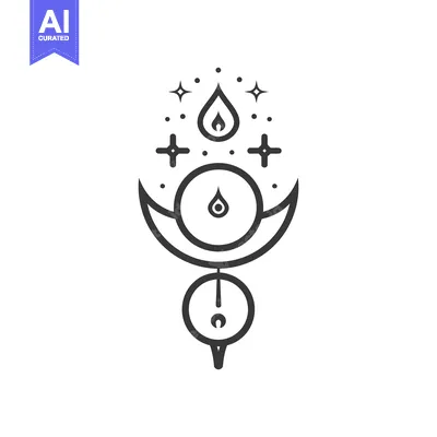 Popular premium asset: Simplified abstract illustration featuring celestial and elemental sym