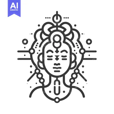 Aset desain premium: An abstract and stylized graphic illustration of a human face