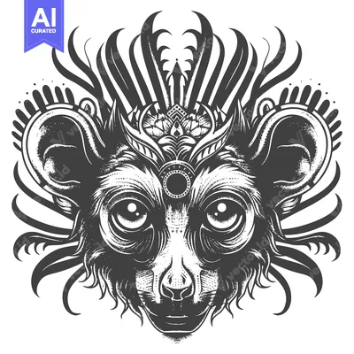 Aset premium populer: Mystical Monkey Portrait with Ornate Headpiece and Detailed Facial Fea