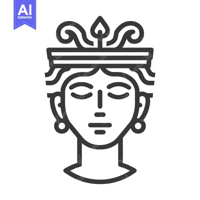 Premium design asset: A stylized graphic illustration of a crowned woman with closed eyes