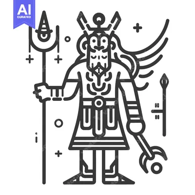 Aset premium populer: A vectorized illustration of a regal figure holding weapons