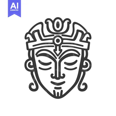Aset premium populer: An ornate mask displaying a face with closed eyes and a crown