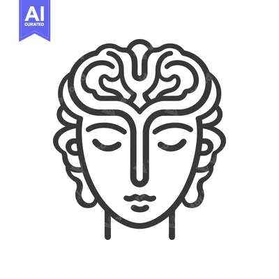 Aset desain premium: A stylized line drawing portraying a serene human face
