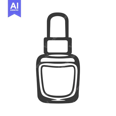 Aset desain premium: A black line art illustration of a beauty product dropper bottle