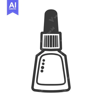 Premium design asset: A black and white illustrated bottle with a dropper and cap