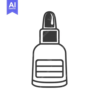 Premium design asset: A grayscale illustration of an eyedropper bottle with label