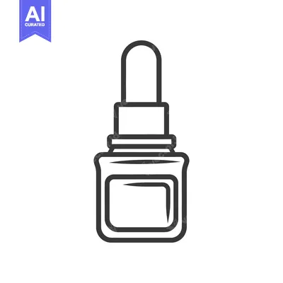 Aset desain premium: An illustration depicts a bottle with a dropper dispensing liquid