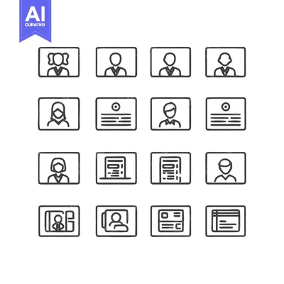 Aset desain premium: Minimalist Icon Set: Business Cards, Profiles, and Identification Badg