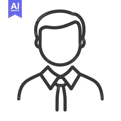 Aset desain premium: A simple black outline icon depicting the form of a man