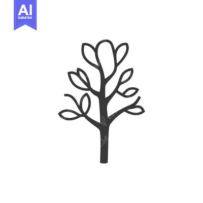 Aset desain premium: A simple stylized illustration featuring a small tree with leaves