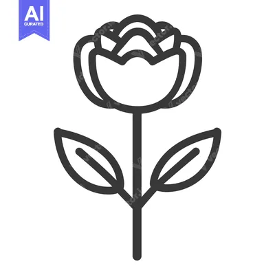 Aset premium populer: A simple black and white outline of a flowering plant