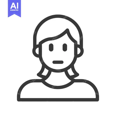 Simple black and white icon representation of a female person