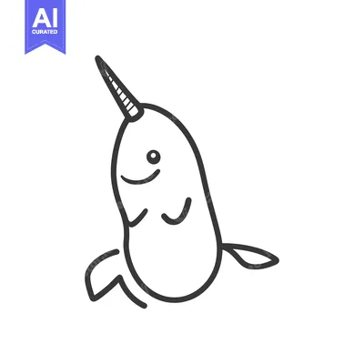 Aset premium populer: A simple black and white line drawing of a mythical whale