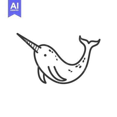 Popular premium asset: A Simple Black and White Illustration of a Narwhal Creature