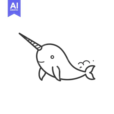 Popular premium asset: A simple cartoon illustration of a narwhal with a long horn