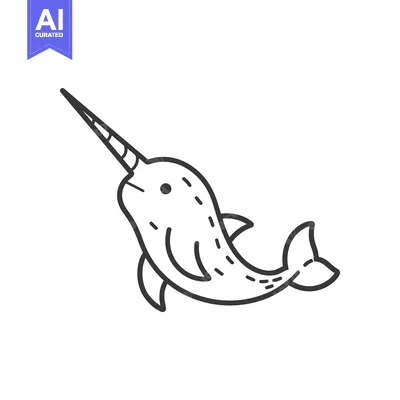Popular premium asset: An illustrative black and white image of a mythical horned whale
