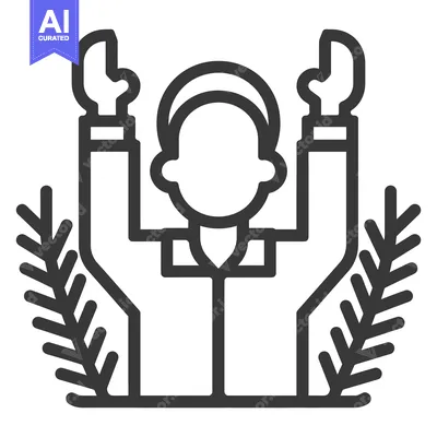 Popular premium asset: Simple illustration depicting a person with arms raised with branches