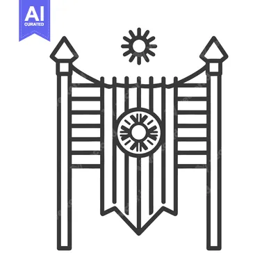 Popular premium asset: A black and white stylized depiction of a gateway and sun design