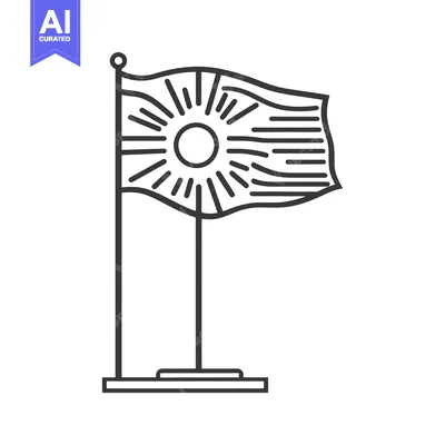 A stylized graphic illustration of a flag waving in the wind