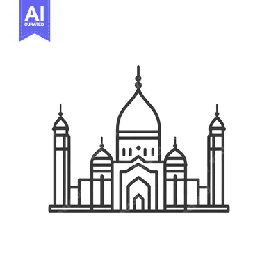 A simple outline drawing of a beautiful monumental building structure