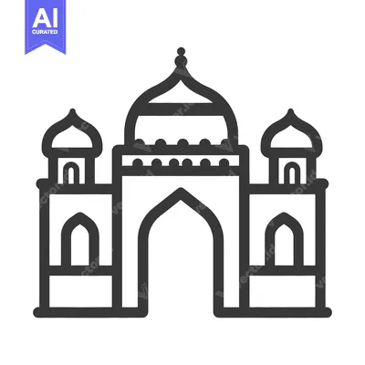 Aset desain premium: A simple symmetrical depiction of a beautiful building outline