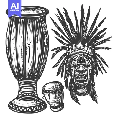 Aset desain premium: Native American Chieftain with Two Drums