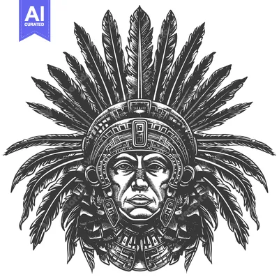 Aset desain premium: Native American Chief with Feathers Headdress