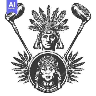 Popular premium asset: Native American Chief with Golf Clubs and Feathers