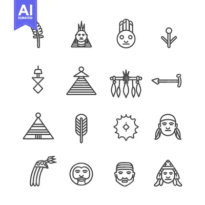 Aset desain premium: Native American Culture Icon Set