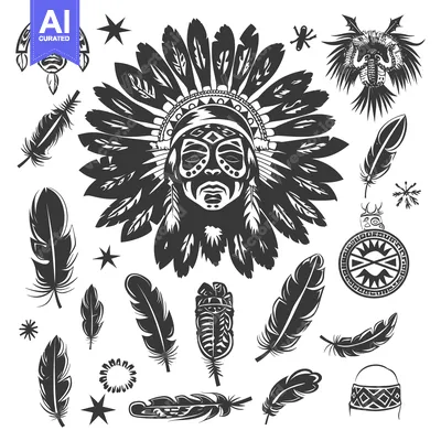 Aset premium populer: Native American Headdress, Feathers, and Symbolic Elements