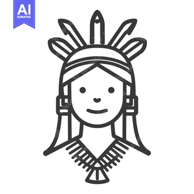 Premium design asset: An artistic portrayal of a native woman wearing a headdress