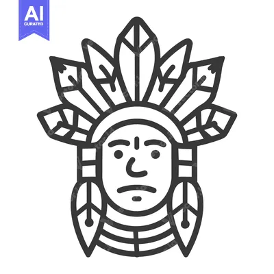Aset premium populer: An illustration of a person wearing a feather headdress