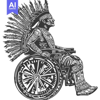 Aset premium populer: Native American Man in a Wheelchair with a Traditional Headdress
