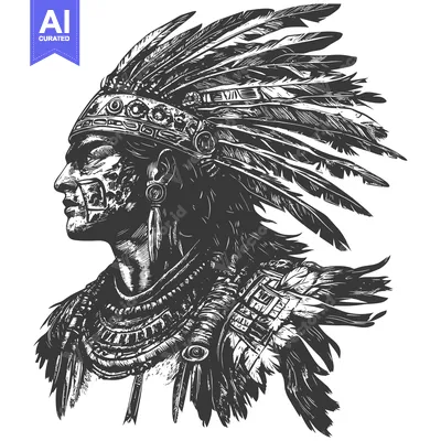Aset premium populer: Native American Man in Traditional Headdress and Jewelry