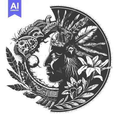 Popular premium asset: Native American Profile with Feathers and Floral Elements