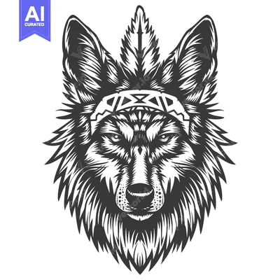 Popular premium asset: Native American Wolf Head with Feathers and Tribal Headband