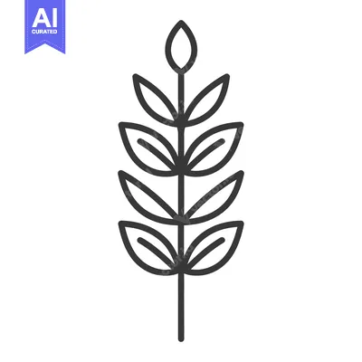 Aset desain premium: Simple black line drawing of a plant with multiple leaves