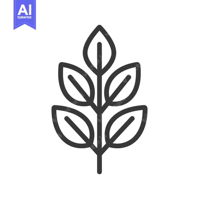 Popular premium asset: Simple line drawing depicting a plant with several leaves and stem