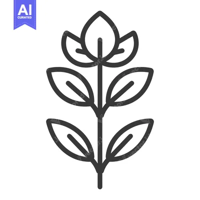 Aset premium populer: A stylized illustration depicting a simple plant with leaves and stem
