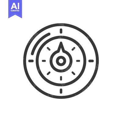 Aset premium populer: A simplified black and white illustration of a compass icon