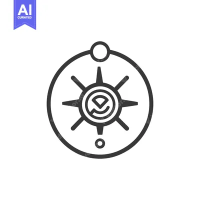 Premium design asset: A detailed minimalist compass symbol with radiating lines and circles