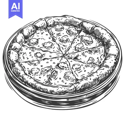 Aset premium populer: A delicious round pizza cut into several triangular slices