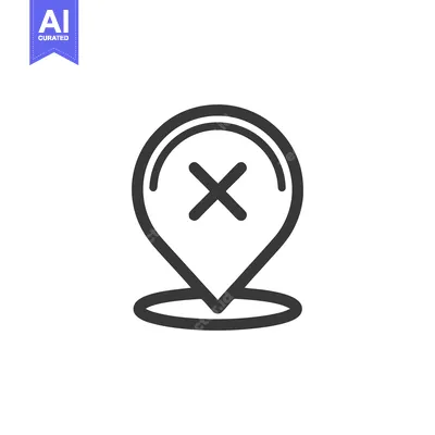 Premium design asset: Location Pin with Cross Icon, Minimalist Design, Black and White