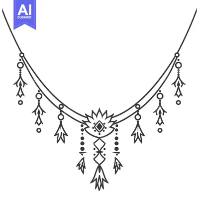 Aset desain premium: A Black And White Elegant Necklace With Intricate Designs Shown