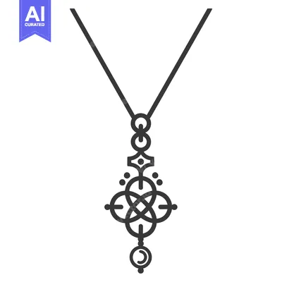 Aset premium populer: Detailed illustration of a necklace pendant design with geometric patt