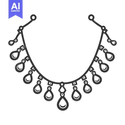 A detailed illustration showing a necklace with various decorative emb