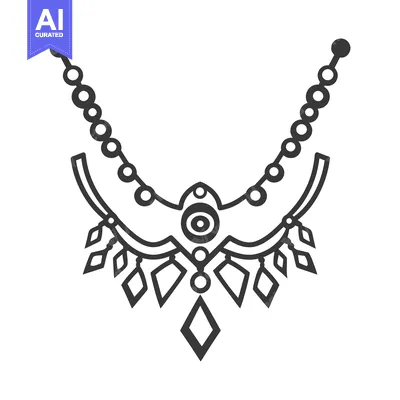 An ornate necklace featuring geometric shapes and beaded elements