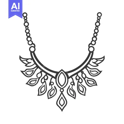 Aset desain premium: Decorative jewelry featuring chain and leaf details on a white backgro