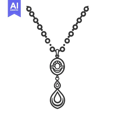 A decorative black and white necklace with a pendant design