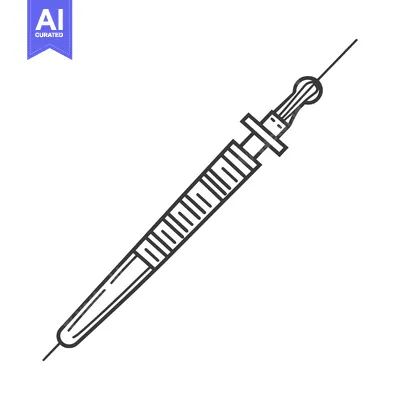 A Simple Black And White Line Drawing Of A Syringe